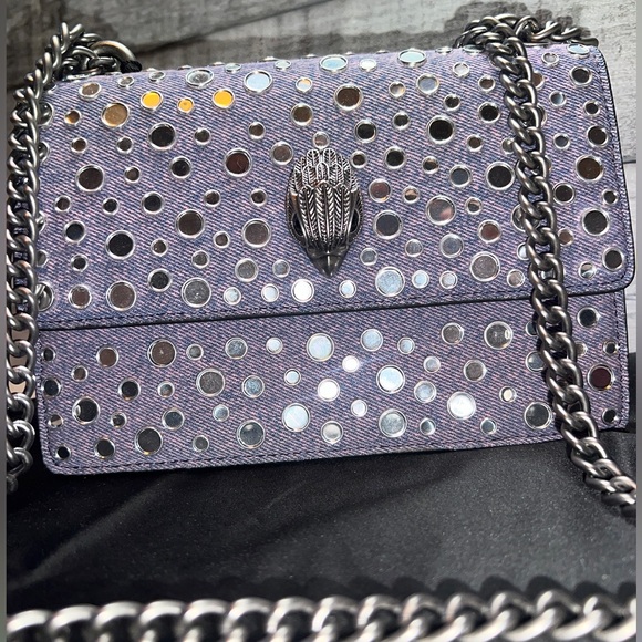 KURT GEIGER NWT Shoreditch Denim Studded Mini Convertible Shoulder Bag - Picture 8 of 15